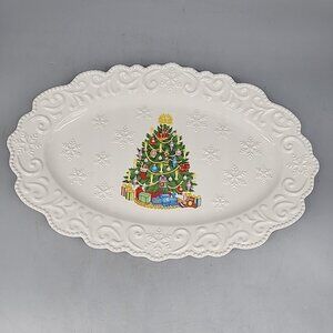 Temp-tations by Tara David's Christmas Tree Platter 14" x 9 1/2" Ceramic
